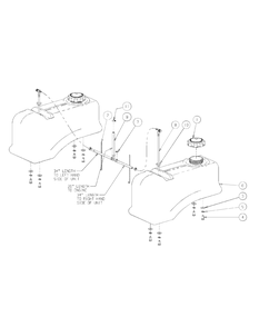 Fuel Tank Assembly Diagram and Parts List for M54-KW 53AI8CTW750-23HP-OHV Cub Cadet Lawn Tractor